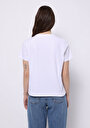 thumb-Afișați detalii pentru Regular Fit Round Neck Brodat Tricou Alb Cu Mânecă Scurtă Pentru Femei