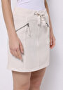 thumb-Afișați detalii pentru Mini Fustă Dreaptă Din Dantelă Bej Pentru Femei