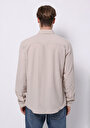 thumb-Afișați detalii pentru Camasa Cu Maneca Lunga De Barbati Bej Regular Fit  Cl1072334