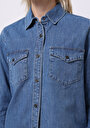 thumb-Afișați detalii pentru Camasa Cu Maneca Lunga De Dama Denim Regular Fit  Cl1076819