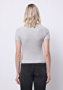 thumb-Afișați detalii pentru Pulover Cu Mâneci Scurte De Dama Gri Slim Fit  Cl1077100