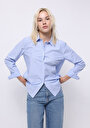 thumb-Afișați detalii pentru Camasa Cu Maneca Lunga De Dama Albastru Regular Fit  Cl1075215