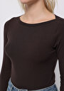 thumb-Afișați detalii pentru Tricou Cu Maneca Lunga De Dama Maro Slim Fit  Cl1070957