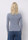 thumb-Afișați detalii pentru Tricou Cu Maneca Lunga De Dama Albastru Slim Fit  Cl1075613