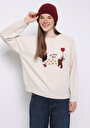 thumb-Afișați detalii pentru Pulover De Dama Ecru Relaxed Fit  Cl1076632