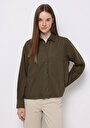 thumb-Afișați detalii pentru Camasa Cu Maneca Lunga De Dama Kaki Relax Fit  Cl1077319