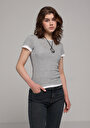 thumb-Afișați detalii pentru Pulover Cu Mâneci Scurte De Dama Gri Slim Fit  Cl1077970
