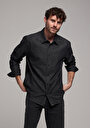 thumb-Afișați detalii pentru Camasa Cu Maneca Lunga De Barbati Negru Regular Fit  Cl1078188