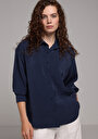 thumb-Afișați detalii pentru Camasa Cu Maneca Lunga De Dama Albastru Marin Boyfriend  Cl1079376
