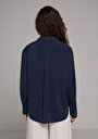 thumb-Afișați detalii pentru Camasa Cu Maneca Lunga De Dama Albastru Marin Boyfriend  Cl1079376