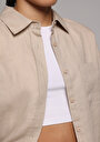 thumb-Afișați detalii pentru Camasa Cu Maneca Lunga De Dama Bej Boyfriend Fit  Cl1078739