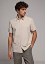 thumb-Afișați detalii pentru Camasa Cu Maneca Scurta De Barbati Bej Regular Fit  Cl1078375