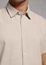 thumb-Afișați detalii pentru Camasa Cu Maneca Scurta De Barbati Bej Regular Fit  Cl1078375