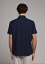 thumb-Afișați detalii pentru Camasa Cu Maneca Scurta De Barbati Albastru Marin Regular Fit  Cl1078375