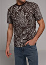 thumb-Afișați detalii pentru Tricou Cu Maneca Scurta De Barbati Maro Regular Fit  Cl1079952