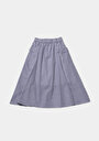 thumb-Afișați detalii pentru Fustă Midi Cu Dungi Bleumarin Pentru Femei