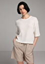 thumb-Afișați detalii pentru Pulover Cu Mâneci Scurte De Dama Ecru Regular Fit  Cl1077294