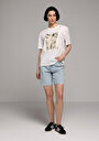 thumb-Afișați detalii pentru Tricou Cu Maneca Scurta De Dama Alb Regular Fit  Cl1080071