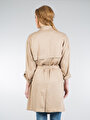 thumb-Afișați detalii pentru Trench De Dama Bej Slim Fit